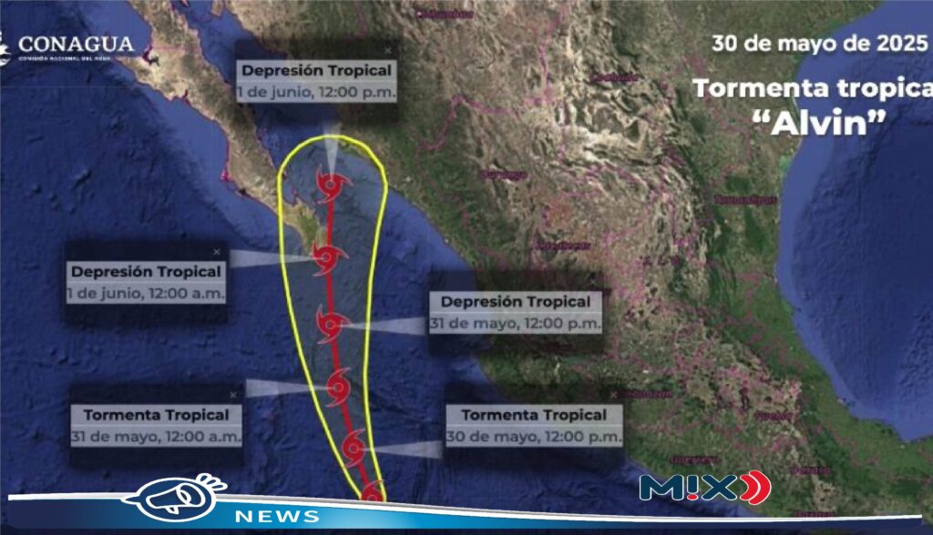 Con 'lluvias muy fuertes e intensas' este viernes, se intensifica ‘Alvin’: Conagua