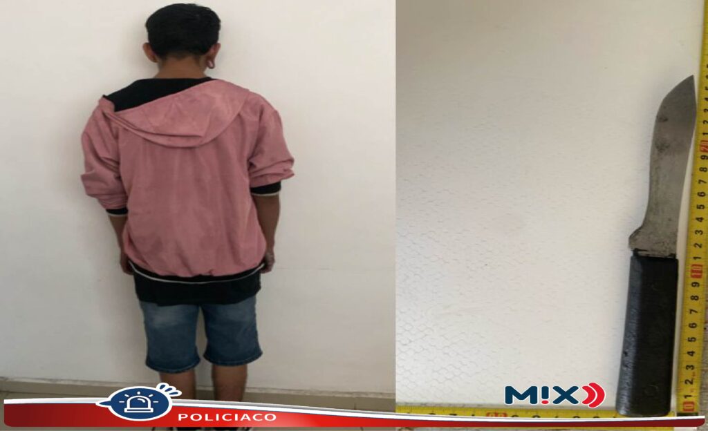 Menor amenaza, traía arme prohibida, SSPM lo detiene