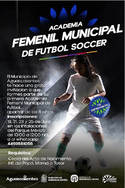 Invitan a unirse a la primera Academia Femenil Municipal de Futbol Soccer
