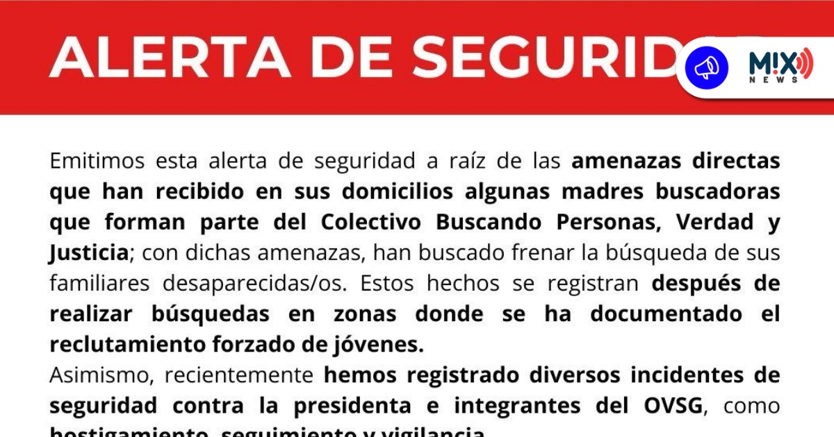 Observatorio de Violencia en Aguascalientes emitió alerta por amenazas a madres buscadoras