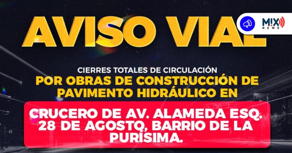 ¡Atención! Habrá cierre total en Alameda y 28 de Agosto por pavimentación