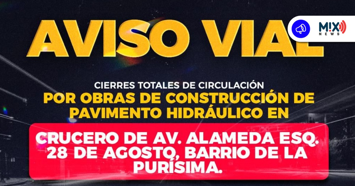 ¡Atención! Habrá cierre total en Alameda y 28 de Agosto por pavimentación