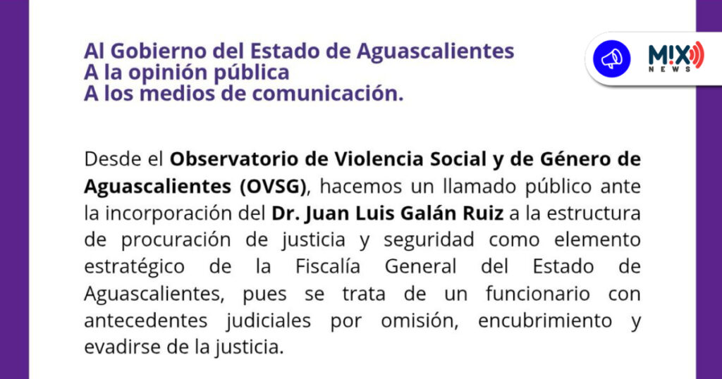 OVSG denuncia nombramiento de funcionario con historial de violaciones a DDHH