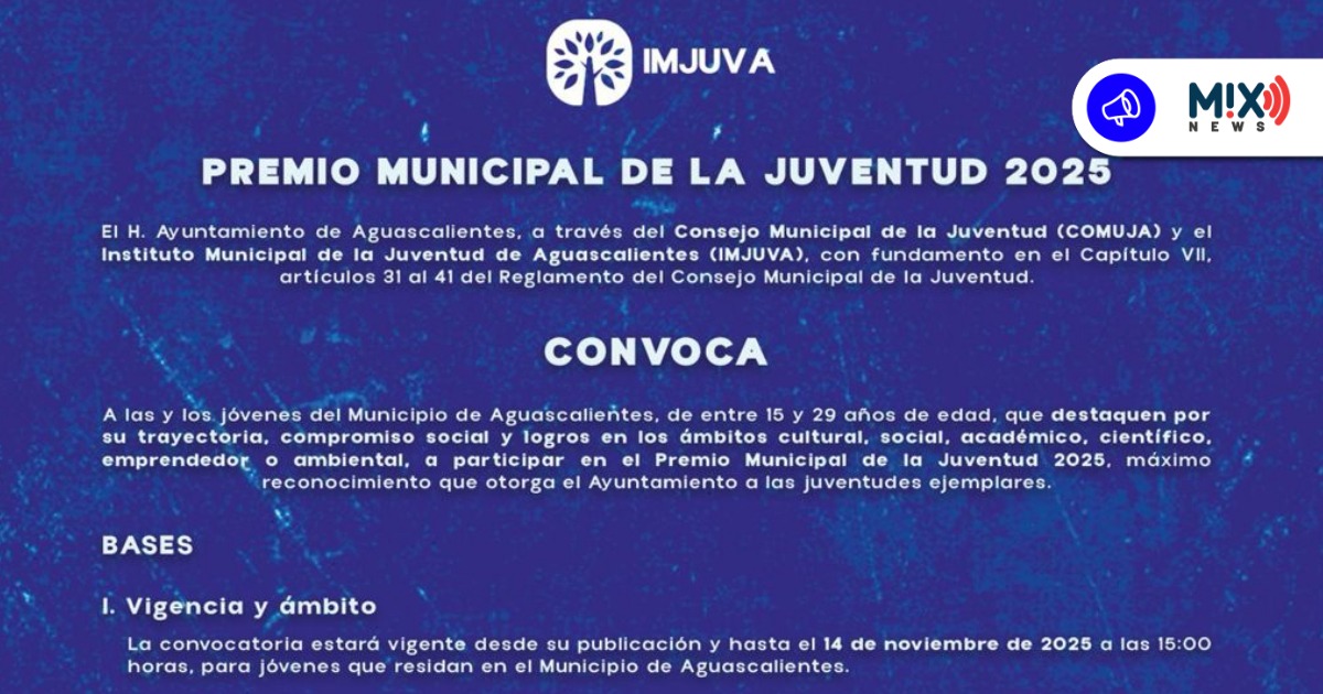 Abren convocatoria para el Premio Municipal de la Juventud 2025 – Grupo Mix