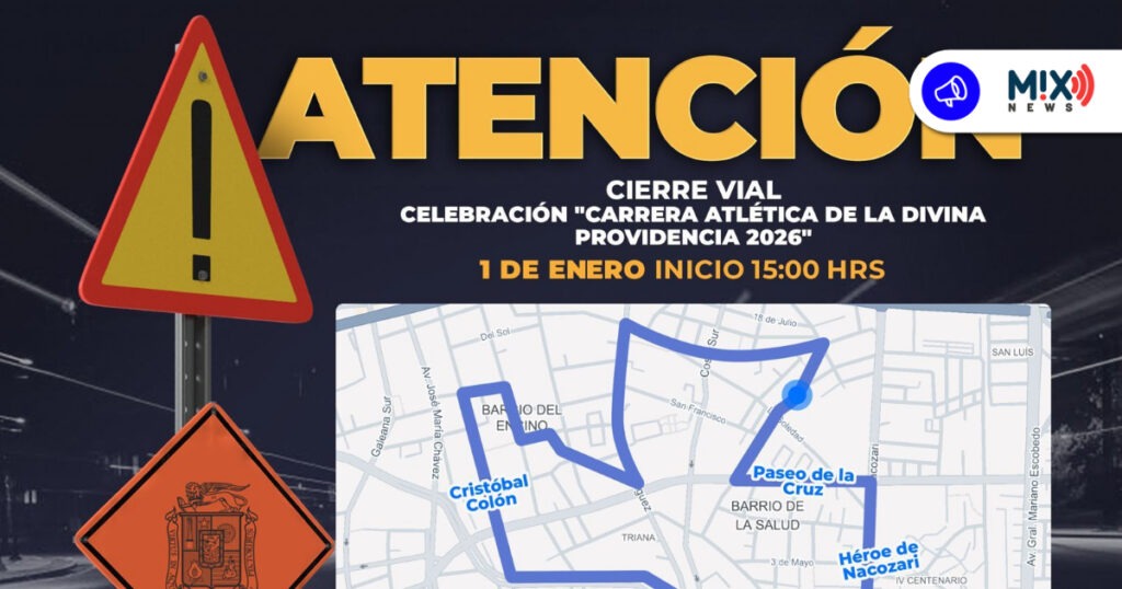 Habrá cierres viales el 1ro de enero, por Carrera Atlética de la Divina Providencia 2026
