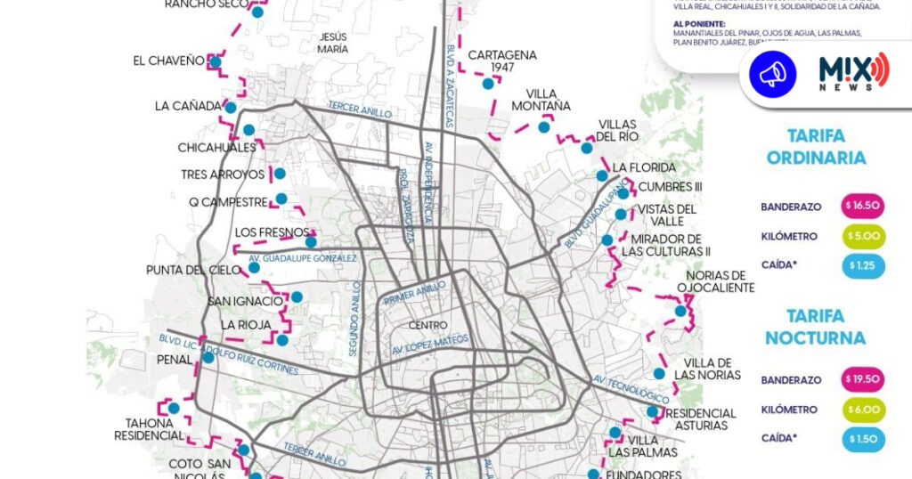 Publican mapa y tabulador para calcular la tarifa justa de taxis