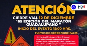 Cierres viales por el Maratón Guadalupano 2025