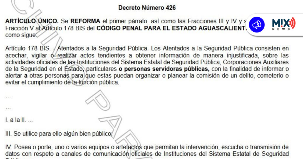 Cárcel por ‘vigilar’ a servidores públicos en Aguascalientes; se elevan las penas si son fotografiados o videograbados