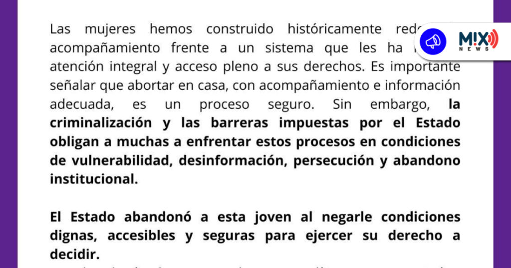Tras deceso de una mujer por presunto aborto, Observatorio señala responsabilidad estatal