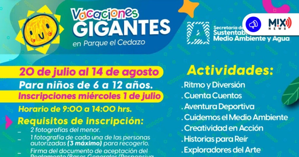 ¡Ojo! Regresan las Vacaciones Gigantes a los parques Rodolfo Landeros y El Cedazo