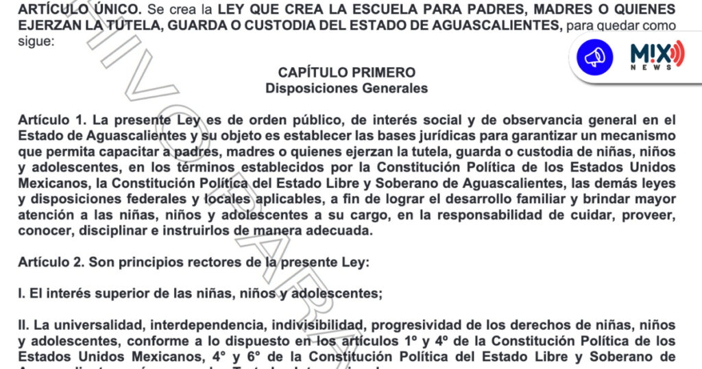 Escuela para Padres en Aguascalientes ya entró en vigor