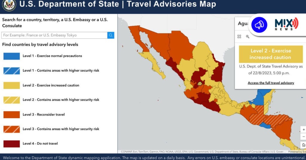 Incluye EEUU a Aguascalientes en Alerta de Seguridad, piden extremar precauciones
