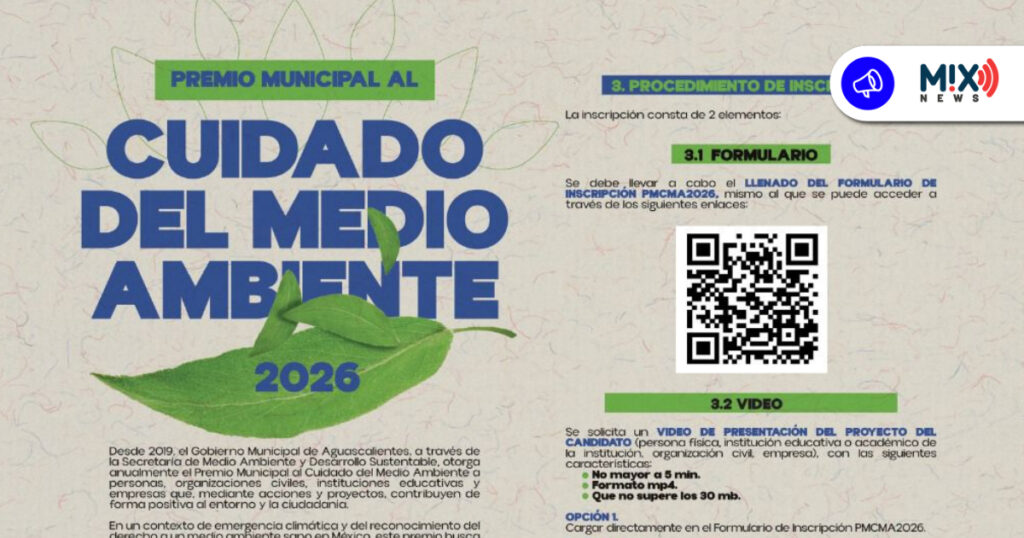 Aguascalientes lanzan convocatoria para el Premio Municipal al Cuidado del Medio Ambiente