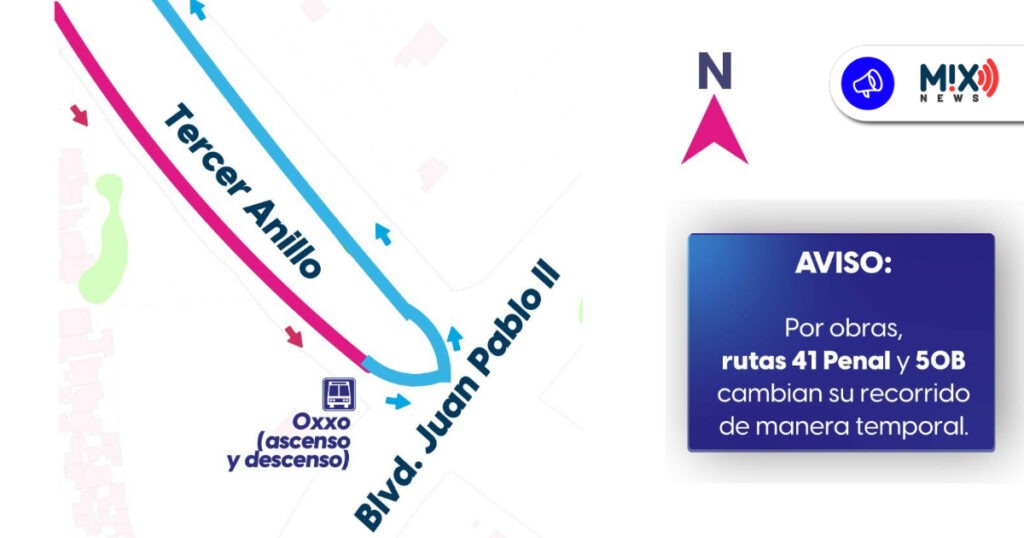 ¡Atención! Temporal cambio de trayecto de 4 rutas de YoVoy por obras en Aguascalientes