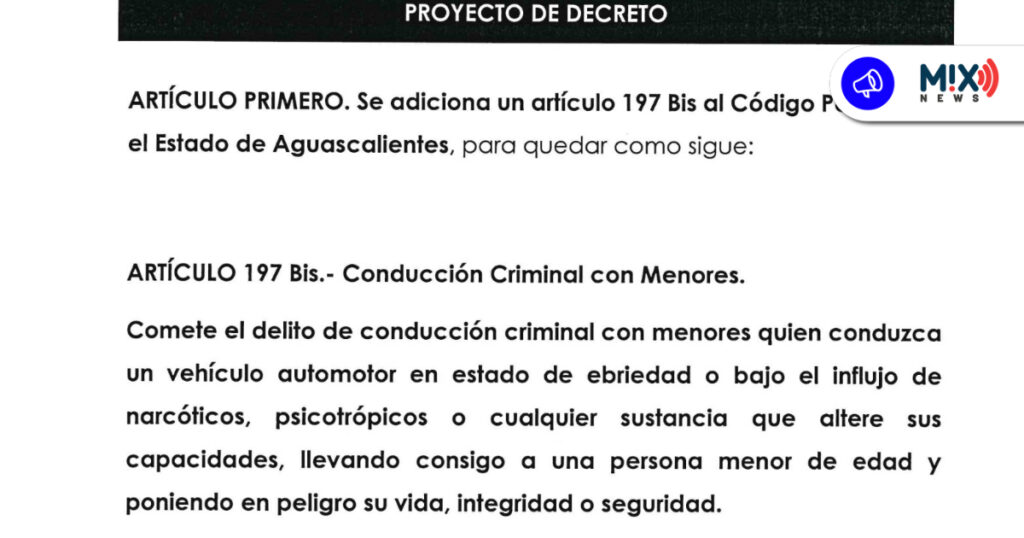 Proponen crear el delito de "Conducción Criminal con Menores", buscan 3 años de cárcel