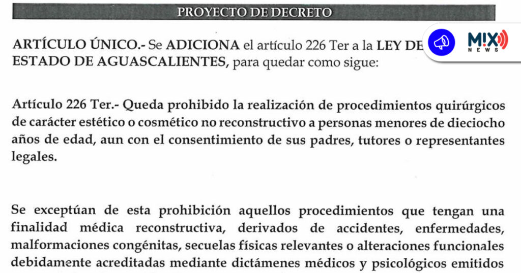 Prohíben cirugías estéticas en menores en Aguascalientes
